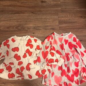 H&M Cream and Red Print Dress
